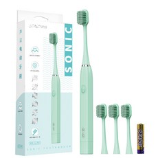 電動牙刷 充電款便攜式聲波牙刷 成人家用智能自動牙刷, SG-906綠色主機8刷頭1節7號電池, 1個