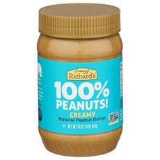 크레이지 리차드 100% 올 내추럴 크리미 땅콩 버터 무가당 땅콩 버터 No Crazy Richard's NUT_BUTTER (16 Ounce (Pack of 1) Creamy, 1개, 453g