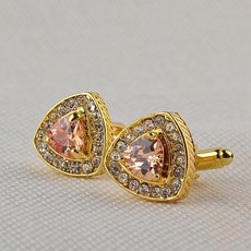 新款袖釘 熱銷韓版男士袖扣 高檔商務法式襯衫袖口扣 三角形水晶鑲鑽單位袖釘一對