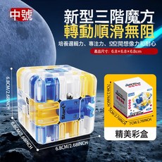 亞馬遜爆款男孩女孩魔方玩具跨境批發手指靈活鍛鍊益智兒童玩具, 1個, 3D滾珠魔方-小號【彩盒】:1個