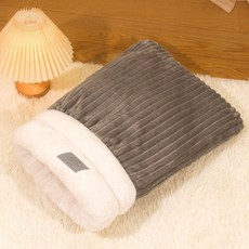 超保暖毛絨寵物睡袋 - 貓咪/狗狗舒適睡窩, (小號)秘境冰灰-長毛加絨款, 1個