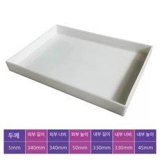 산업용 다용도 실험실 트레이 화분받침대 화학물질용 PP트레이, 340x340x50mm 4gal