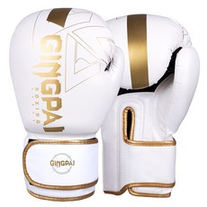 GINGPAI 권투 글러브 타이 트레이닝 글러브 격투 무술 장갑 GXBQT, 1세트, 화이트&골드 1세트, 화이트&골드