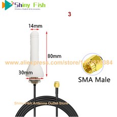 2pcs GSM 4G LTE DTU 라우터 신호 안테나 남성 케이블 5m 야외 공중 모뎀 3m 1m RG174 방수 부스터 외부 SMA, No.3