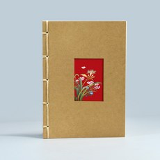 도움소 전통 민화그림 오침제본 수제 노트 방명록 70매 1권 / 경조사 축제 행사 한옥스테이 전시회 관람 방문 후기, 화충도1