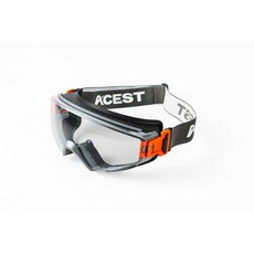 ACEST 台灣製S-60兩用式全罩護目鏡(可併用眼鏡型) 高效防霧 可替換鏡腳&織帶, 1個, S-60護目鏡(織帶+鏡腳), 灰