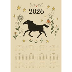 2026년 말 일러스트 달력 제작 커스텀, 1개, 혼합색상