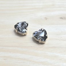 8MM 하트 글라스 캡보석 30개, 그레이 금도금