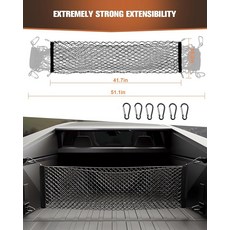 TATMAKLOONG 테슬라 사이버트럭 2024용 트럭 베드 오거나이저 보관 신축성 있는 액세서리용 합금 스타일 네트 카라비너 카고 알루미늄 네트 메시 봉투, 1개
