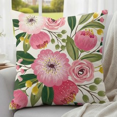 서플라이랩 디자인 프린팅 쇼파쿠션 컬렉션 국산솜포함, 7.비비드로즈