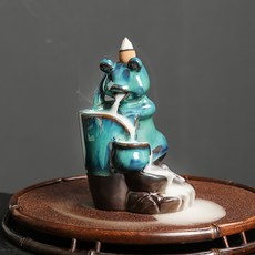 陶瓷倒流檀香香薰爐創意窯變釉藍色青蛙倒流香香爐家居擺件, 婀娜多姿青蛙