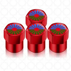 호환 4개입 차량 밸브 캡 휠 타이어 밸브 스템 타이어 에어 스티커 케이스 (지피스 플래그 자전거 차량, 02 빨간색