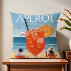 AAperol 로고 SSpritzz 쿠션 커버 베개 용 소파 장식 홈 카룸 커피숍 오 북유럽 심플리시티
