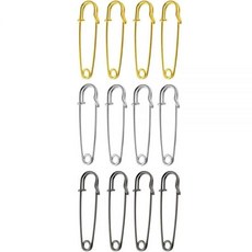 12피스 랜덤 컬러 엑스트라 라지 안전 핀 담요 핀 튼튼한 핀 벌크 담요 공예 킬트 스커트 의류 가죽 캔버스 실버 블랙 골드 금속 안전 핀 다양한 색상 스프링 잠금 핀, 12피스 랜덤 컬러 엑스트라 라지 안전 핀 담요 핀 튼