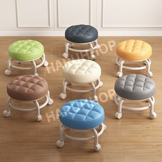 낮은 이동식 의자 바퀴달린 미니 패디 귀여운 원형 화장대 네일숍 미용 간이 보조 회전 작은, 연두색