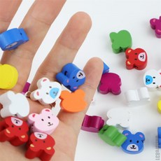 일상발견 우드비즈 핸드메이드비즈 비즈공예용천연나무구슬세트 만들기재료 원목비즈, 스마일하트