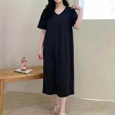 (면100%)144네츄럴V넥반팔O 여성 여름신상품 면반팔 여자롱원피스OPS 브이넥 국산품 국내제작새로본7