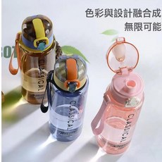 防摔大容量網紅噸桶噸運動健身男女學生便攜塑料太空壺大肚水杯子, 1個, 1L, 草莓生活800ml顏色隨機:PC耐高溫(送杯刷)