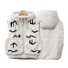 레크레아 여성 골프웨어 겨울 에코퍼 양털 패딩 후드베스트 집업 조끼