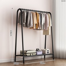 A字型可移動衣帽架, BA39H - 16管曜石黑60cm - 單層掛鉤