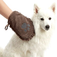 강아지 고양이 목욕장갑 극세사 타월 샤워장갑, 1개, 브라운