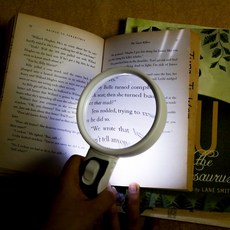 고급 2led 돋보기 확대경 77390-b 휴대용 고배율 독서용 유리, 1개