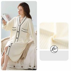 임산부 긴팔 잠옷 원피스 봄 가을 임부 루즈핏 실내복 원피스 포인트 편안한 홈웨어 원피스 YLP