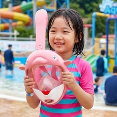 메이스 아동용 돌고래 풀페이스 스노쿨링 마스크 KC인증제품, 핑크