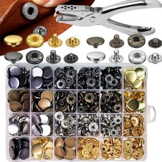 하이로나 스프링도트 똑딱 단추 세트 17mm 100개, 흑 니켈','실버','구리색','금색, 1세트