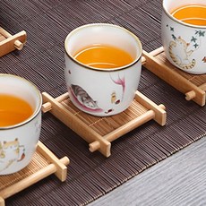 태산 대나무 컵받침 차도구, 우드 소