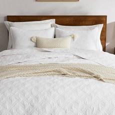 WDCOZY 100 경량 올리브 사이즈 모던 그린 소프트 이불 워싱 프리 코튼 침대 세트, White, Twin (68"x86")