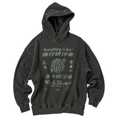 트래블 TRAVEL 디스코 피그먼트 후드티 블랙 차콜