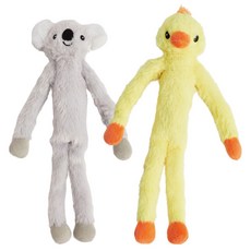 FOFOS 哥倆趣寵物玩具-無尾熊+小鴨 毛絨玩具, 灰+黃, 1個