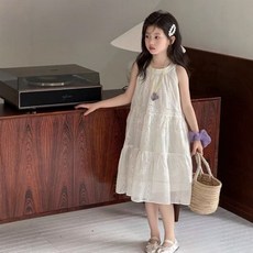 Arbea 女童洋裝 甜美掛脖無袖沙灘裙