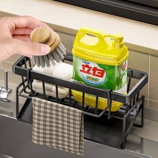 스페셜라이프 주방 싱크대 무타공 수세미 거치대, 1개, 블랙