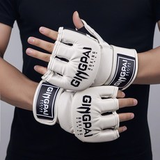 GINGPAI 징파이 복싱글러브 UFC 오픈핑거 글러브 주짓수 MMA 종합 격투기 글러브 GDYWBZ, 1세트, 화이트 1세트, 화이트