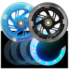 킥보드 발광 LED 불바퀴 120mm 베어링넘버 ABEC-7 608ZZ 인라인 우레탄 바퀴 휠 라이트 에스보드, 블랙, 1개