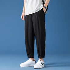 LARGE STORE 時尚潮流素面寬鬆涼感休閒長褲 工作褲 韓版長褲 男生涼感寬版長褲