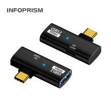 INFOPRISM / USB 3.2 C타입 A타입 90도 각도 변환 젠더 (OTG/PD 겸용), 1개, 블랙, 38mm