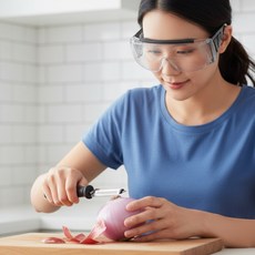 리샷 투명보안경 김서림방지 양파 마늘 매운음식 눈보호 보안경 위생 실험실 안전 다목적 고글, 투명, 1개