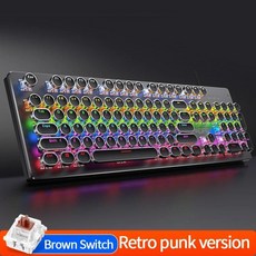 펑크 키보드 104키 RGB 백라이트 유선 기계식 핫스왑, Black Brown switch
