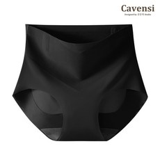 Cavensi 冰絲涼感無痕高腰收腹提臀內褲，大尺碼超薄透氣，防捲邊魚骨，經典黑色 L碼