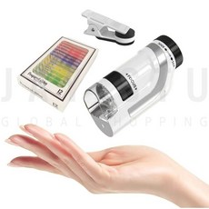 제이스튜 LED 300배율 야외 관찰 현미경 스마트폰연결 미니 풀세트, 본체+샘플+핸드폰거치대, 1개, 300배율 실버화이트