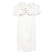 엘리자베타프랑키 오프숄더 퍼프 소매 미디 드레스