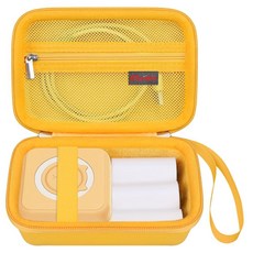 Elonbo Doobuli/VFU/lopevi/Miouca 블루투스 라벨 메이커 기계용 휴대용 케이스 미니 열 프린터 보관 홀더 무선 소형 핸드헬드 스티커 여행 가방 블랙, 옐로우+내부 옐로우