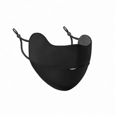 【UPF50 抗UV 耳繩可調】防曬口罩 防曬面罩 涼感口罩 冰絲口罩 防曬 臉部防曬 透氣口罩【DA00153】, 暗夜黑, 1個