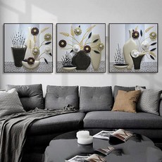 네모보석십자수 사각비즈 입체 꽃 꽃병 흑백 정물화 사각형 구슬 큐빅 붙이기 초대형 특대형 도안, 150x50cm(50x50x3pcs), 1세트