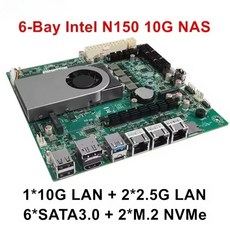 Aittact 신형 N150 NAS 미니-ITX 마더보드 쿼드 코어 2*I226 1*10G 이더넷 포트 2*M.2 6*SATA DDR5 16G 서, 05 No Ram No Storage, 01 Intel N150, 01 CHINA