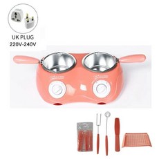 전기 더블 포트 초콜릿 용해로 온도 조절 팬 버터 치즈 가열 용, 영국 핑크, 1개