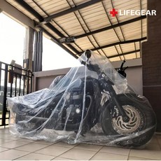 라이프기어 LIFEGEAR 투명 일회용 비닐 바이크 커버 오토바이 스쿠터 자전거 방수 먼지 황사 차단 대형 덮개 눈 비 새똥차단, XL